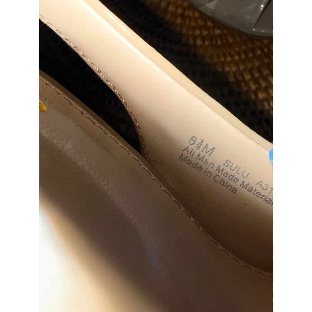 Franco Sarto Nude Patent Peep Toe Platform Heels Ankle Strap Pumps Size 8.5M